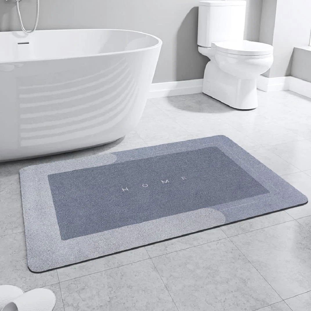 50 x 80 Super Absorbent Non-Slip Bath Door Mat Blue Grey