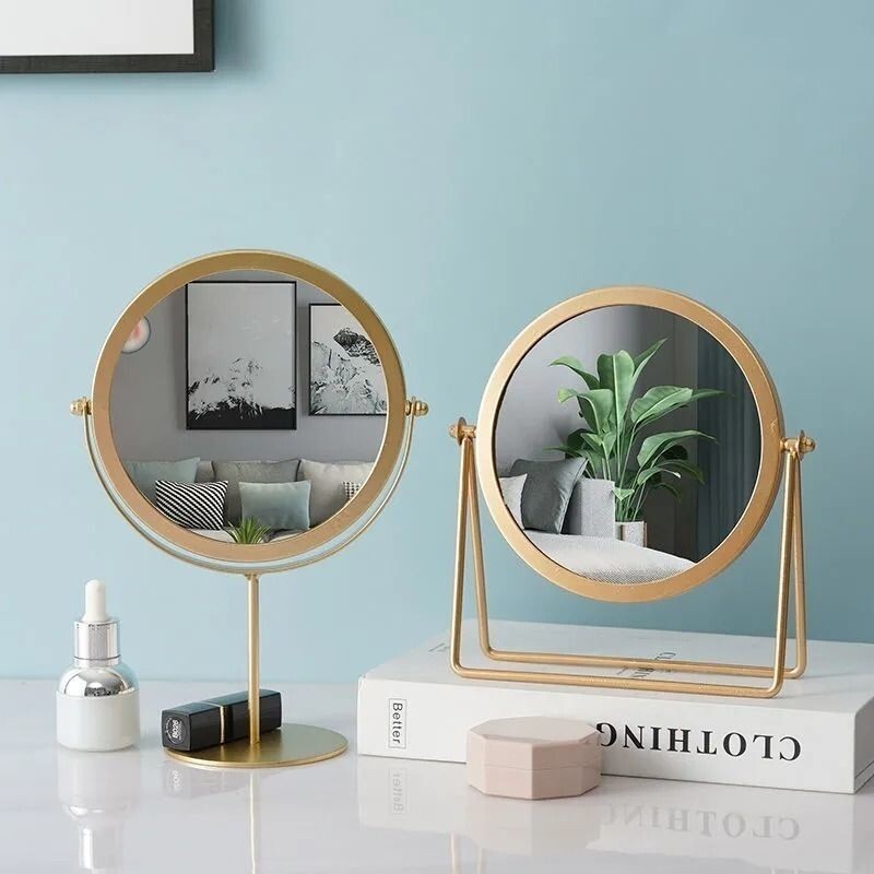 360-Degree Rotating Vanity Mirror for Makeup and Dressing Gold