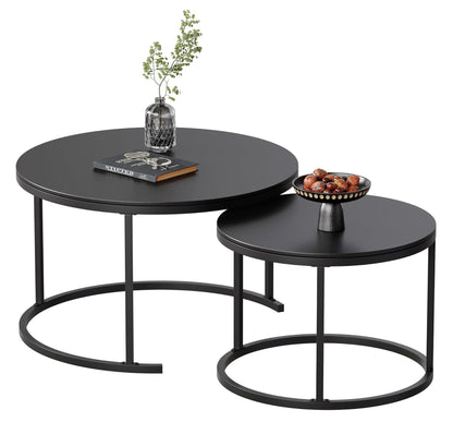 Stylish Black Nesting Coffee Tables Modern Living Room Furniture Set