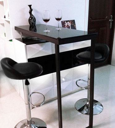 Set of 2 PU Leather Bar Stools Modern Design Black