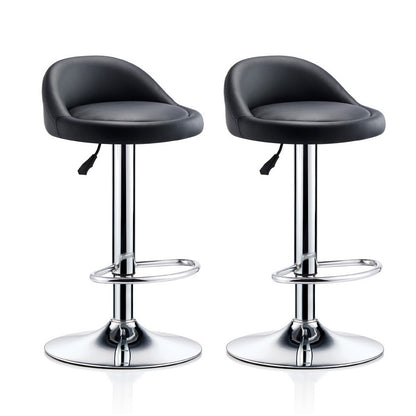 Set of 2 PU Leather Bar Stools Modern Design Black