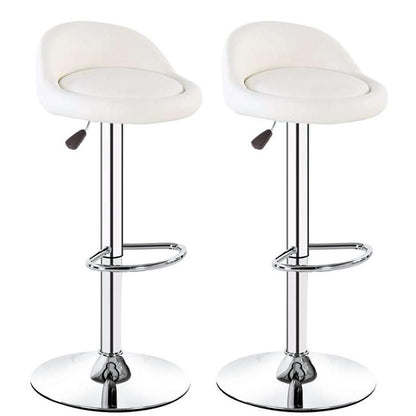 Set of 2 PU Leather Bar Stools Modern White Design