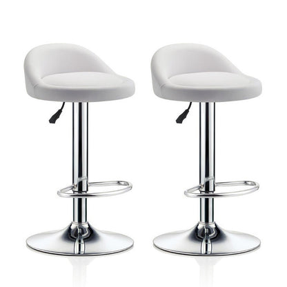 Set of 2 PU Leather Bar Stools Modern White Design