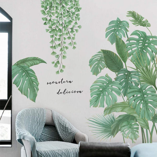 Monstera Leaf Wall Decal Tropical Plant Mural Art Room Decoration