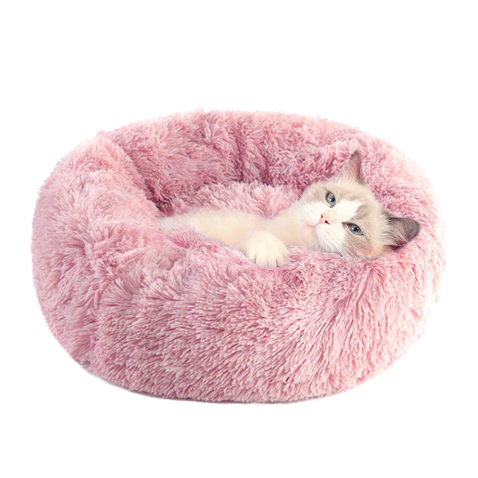 50cm Cozy Plush Soft Fluffy Pet Bed for Dogs and Cats Pink