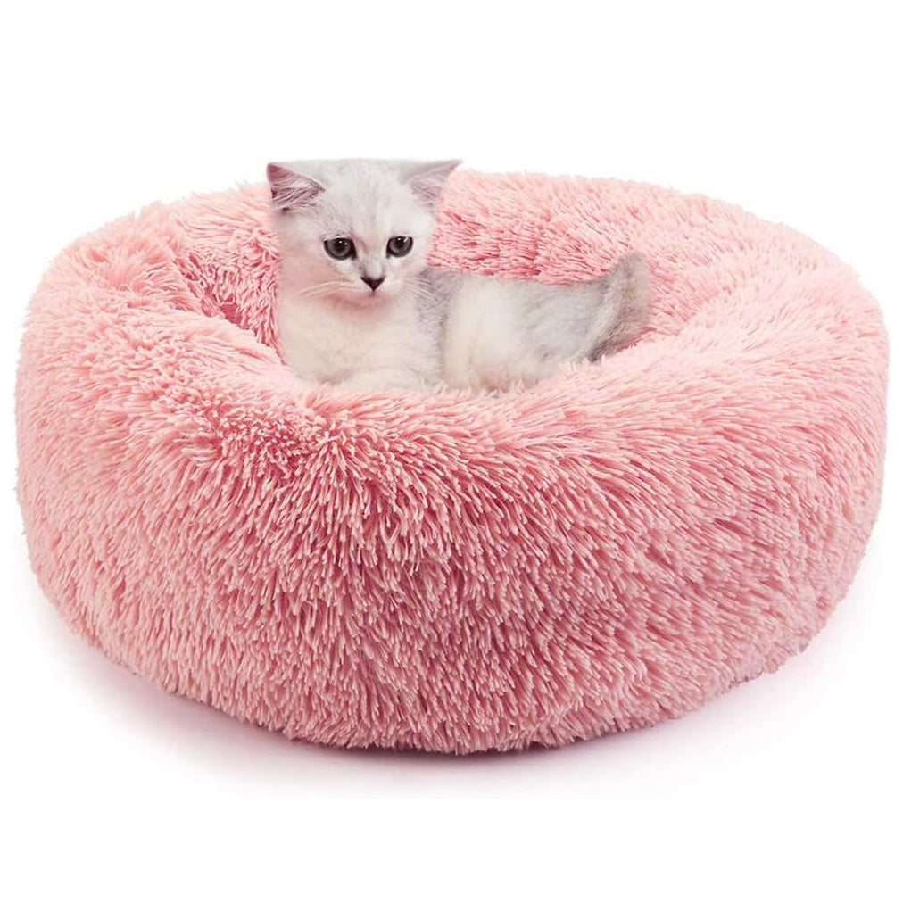 40cm Cozy Plush Soft Fluffy Pet Bed for Dogs and Cats Pink