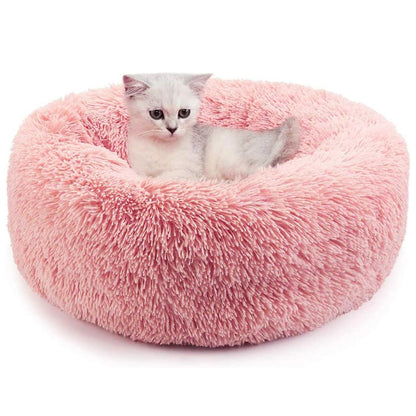 40cm Cozy Plush Soft Fluffy Pet Bed for Dogs and Cats Pink