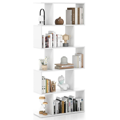 5 Tier Modern White Bookshelf Display Storage Shelving Unit Home Office