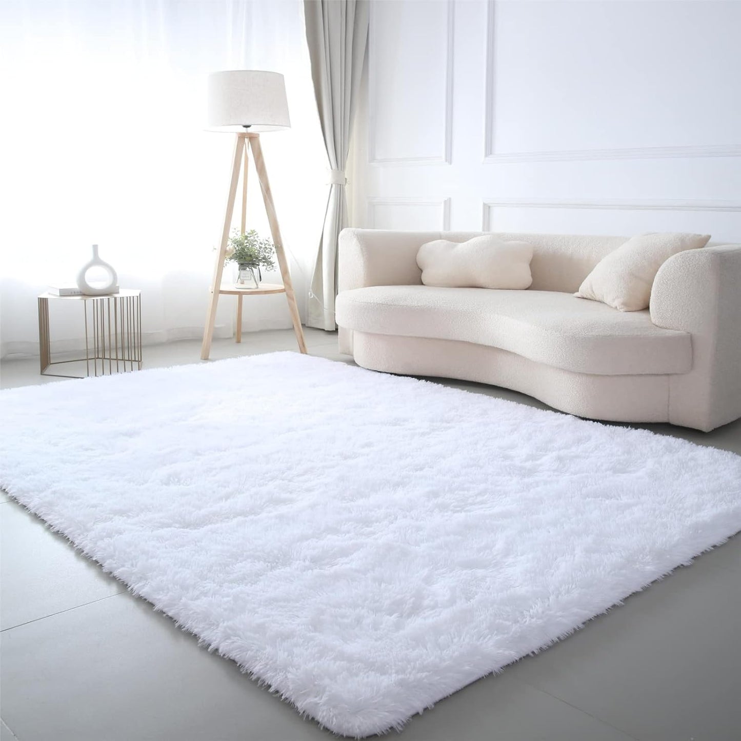 4m Extra Large Soft Shag Rug Carpet Mat White 400 x 200