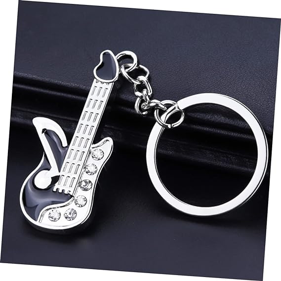 Electric Guitar Keychain Metal Keyring for Music Lovers