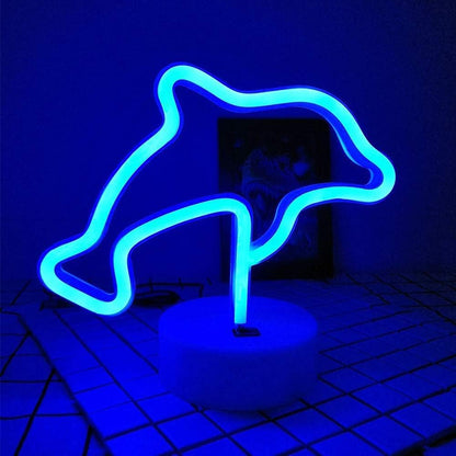 Dolphin Neon Light LED Lamp Free Standing Decor Sign