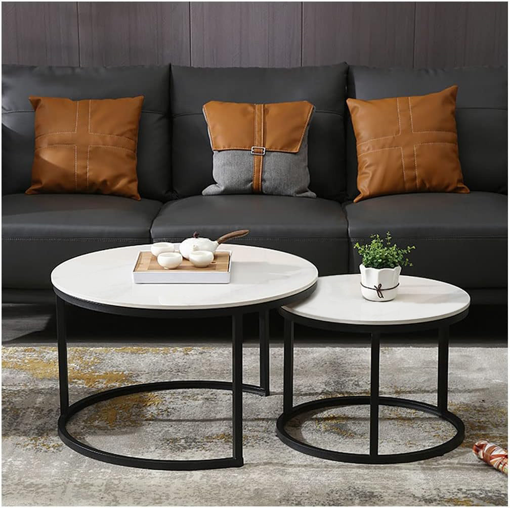 Stylish White Nesting Coffee Tables Modern Living Room Furniture Set