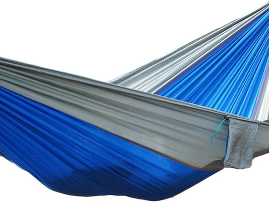 Double Portable Fabric Hammock Relaxing Outdoor Camping Swing Blue