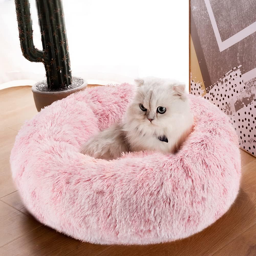 50cm Cozy Plush Soft Fluffy Pet Bed for Dogs and Cats Pink