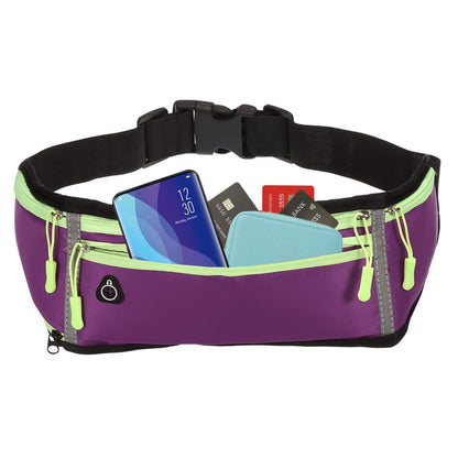 Running Waist Zip Pouch Fitness Outdoor Sports Belt Bag Purple