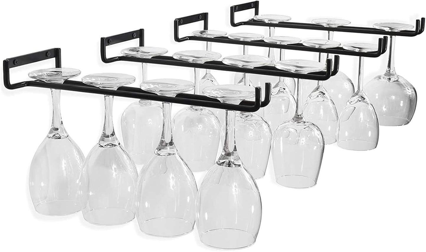 Wine Glass Hanger Rack Under Cabinet Stemware Storage Organizer for Kitchen Bar