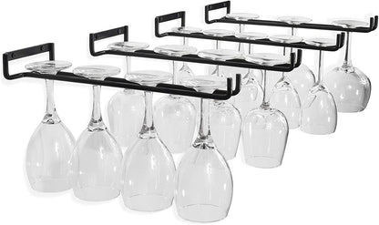 Wine Glass Hanger Rack Under Cabinet Stemware Storage Organizer for Kitchen Bar