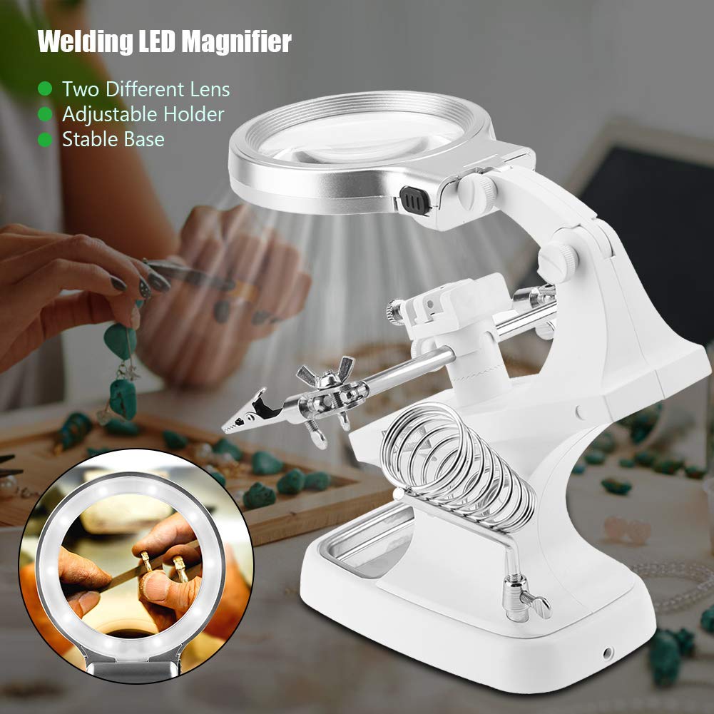 LED Magnifying Lamp with Adjustable Brightness for Desk and Crafting