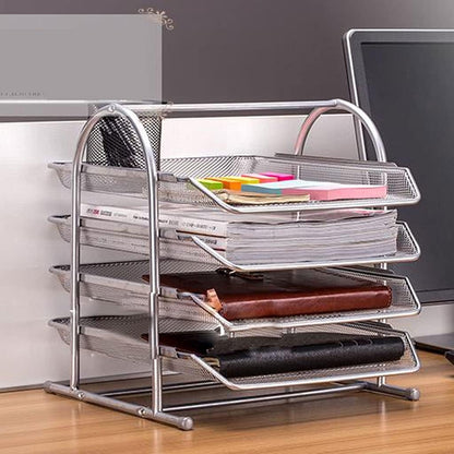 4-Tier Office Document Tray Paper Magazine Desk Organizer for Home Office