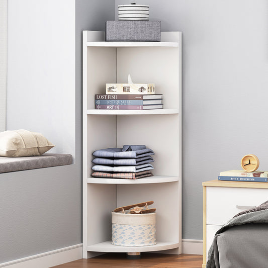 Stylish 4 Tier Wooden Corner Shelf Unit White