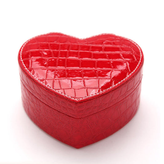 Heart-Shaped PU Crocodile Leather Jewellery Box for Elegant Storage