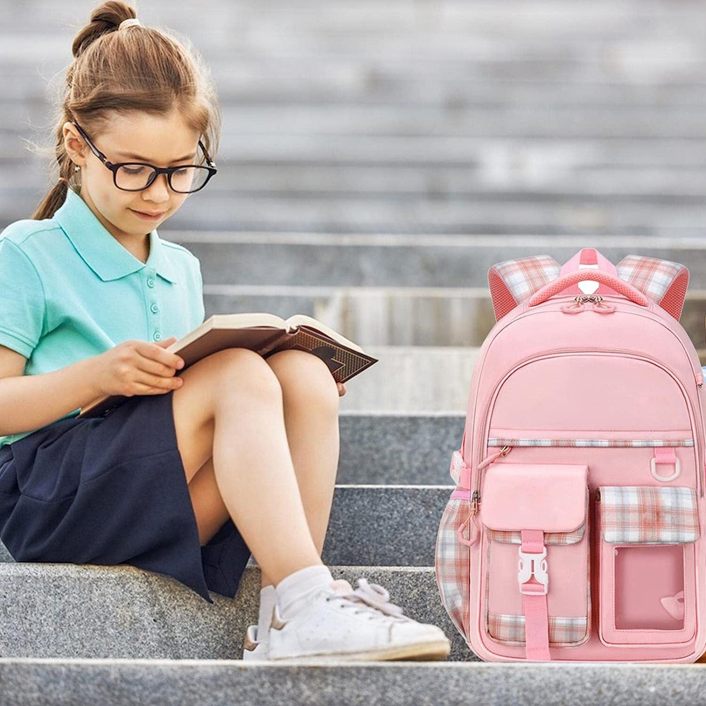 Cute Large Deluxe Backpack for Girls School Bag Pink