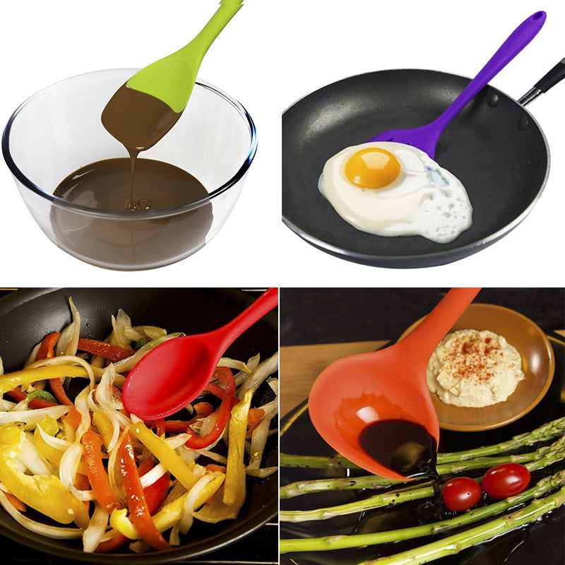 10PC Silicone Kitchen Utensil Set Non-Stick Heat Resistant Cooking Tools Colourful