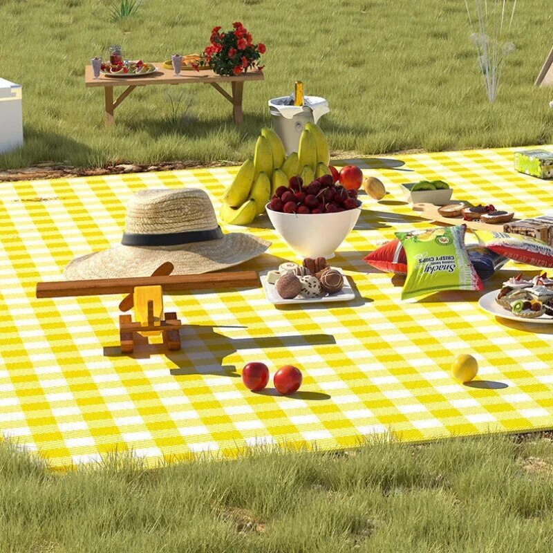 2m x 1.5m Large Foldable Waterproof Outdoor Picnic Blanket Camping Beach Mat Yellow