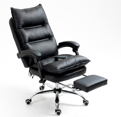 Luxury Executive Reclining Office Chair with Foot Rest and Massager Black