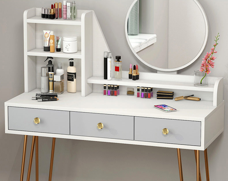 Large Vanity Table with Mirror and Storage Drawers for Bedroom