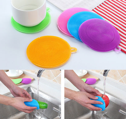 Pack of 3 Silicone Kitchen Scrubber Sponge Cleaner Blue