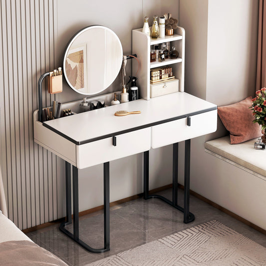 Elegant Vanity Table with Mirror and Storage Drawers for Bedroom