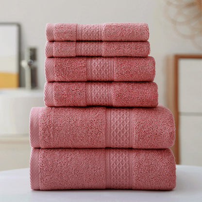 3-Piece Deluxe Cotton Towels Set Soft Absorbent Bath Hand Face Towels Coral