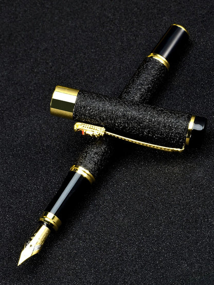 Elegant Dragon Metal Ink Fountain Pen Black Frosted