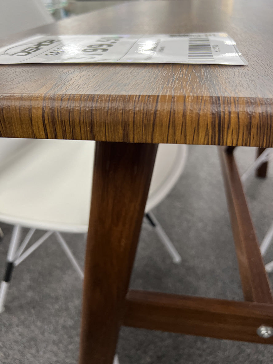 Elegant Wood and Steel Dining Table Walnut Finish