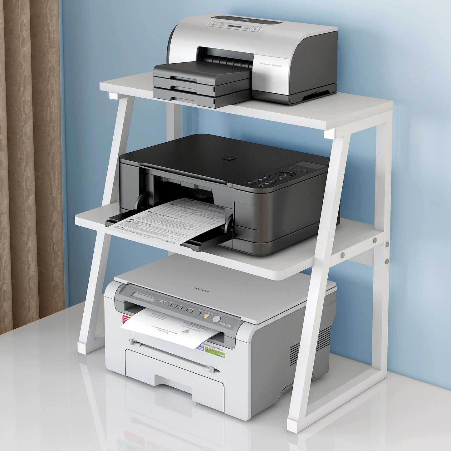 3-Tier Desk Hutch Storage Shelf Office Organizer White