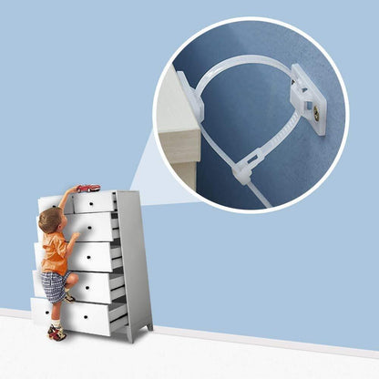 Baby Proof Anti-Tip Furniture Safety Straps Wall Anchors Kit