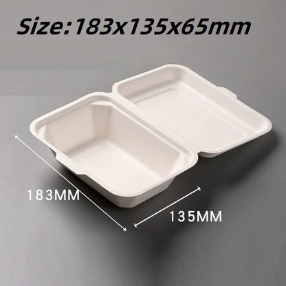 50 Pack X Large Biodegradable Takeaway Dinner Box Disposable Food Containers 600mL