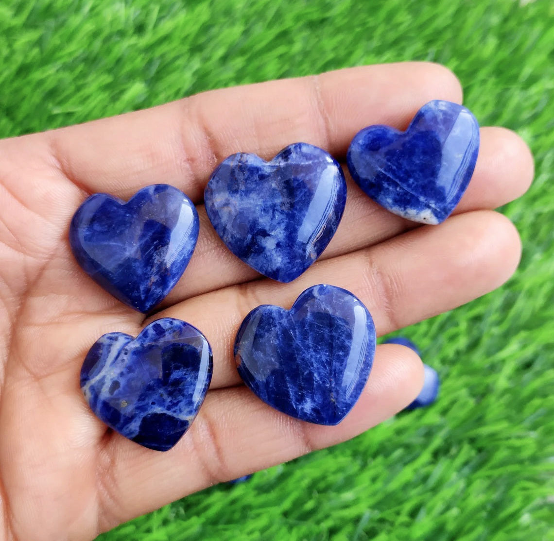 Natural Blue Sodalite Crystal Heart Healing Stone Gemstone