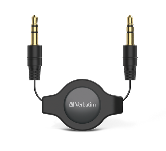 Verbatim Retractable 3.5mm Aux Audio Cable for Car and Home Audio Systems