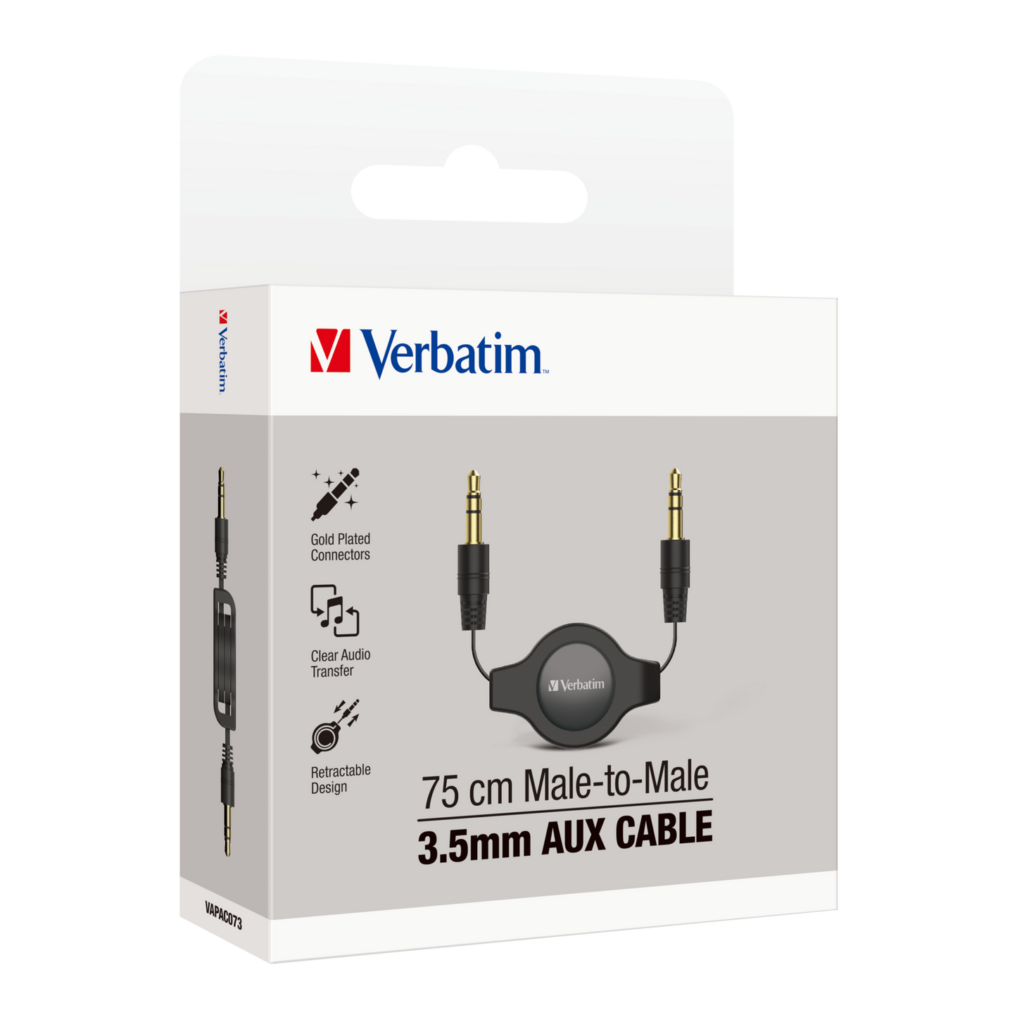 Verbatim Retractable 3.5mm Aux Audio Cable for Car and Home Audio Systems