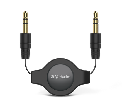 Verbatim Retractable 3.5mm Aux Audio Cable for Car and Home Audio Systems