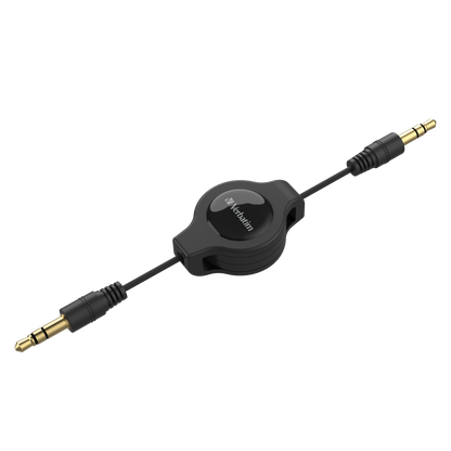 Verbatim Retractable 3.5mm Aux Audio Cable for Car and Home Audio Systems