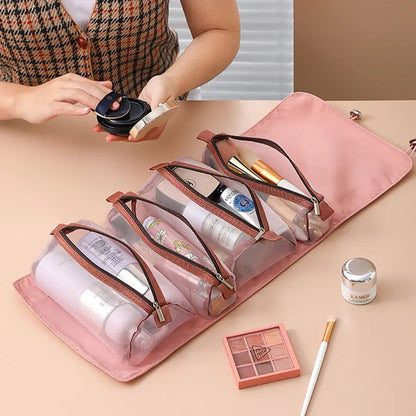 Large 4 in 1 Makeup Pouch Set Portable Cosmetic Organizer Travel Toiletry Hanging Bag