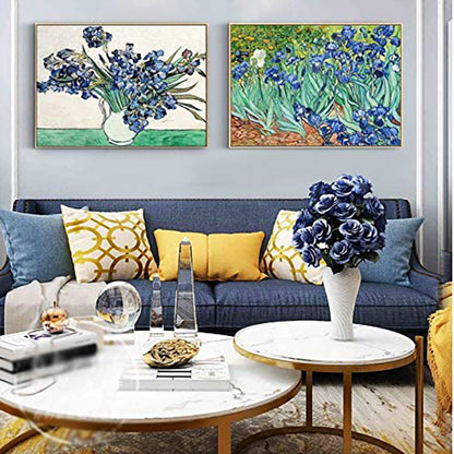 60cm Vase of Irises Canvas Wall Art Van Gogh Painting Print Decor