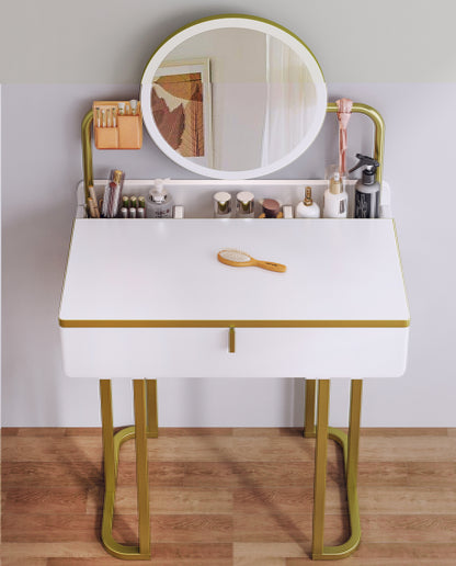 LED Vanity Table with Mirror and Storage Drawers for Makeup and Beauty