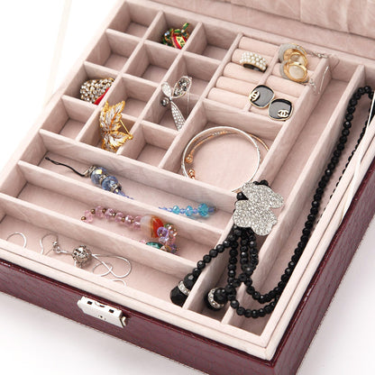 Elegant Pink Crocodile Leather Jewellery Box Organiser