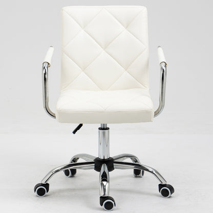 Ergonomic High-Back PU Leather Office Chair White