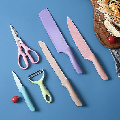 Eco-friendly Pastel Kitchen Utensil Knife Cutting Board Set 7 PCS