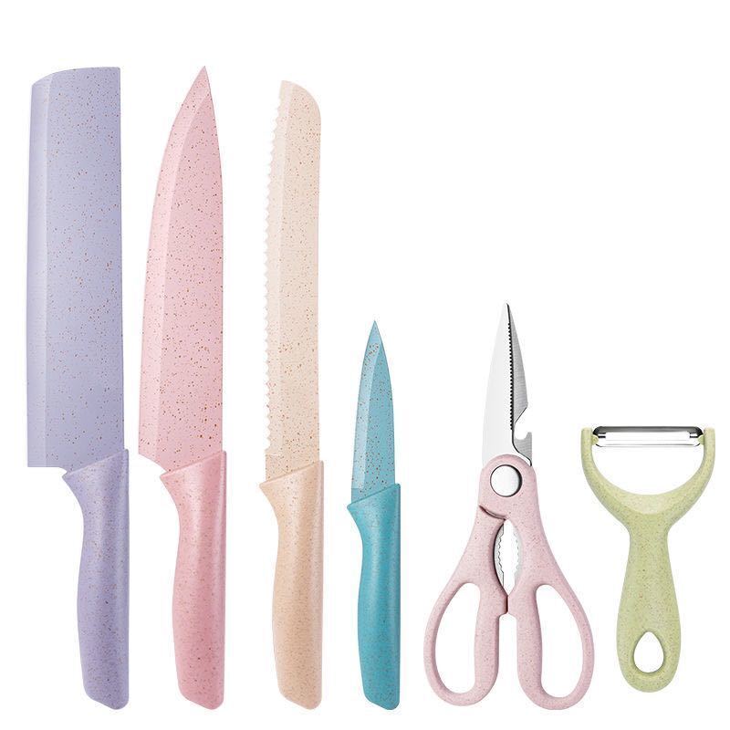 Eco-friendly Pastel Kitchen Utensil Knife Cutting Board Set 7 PCS